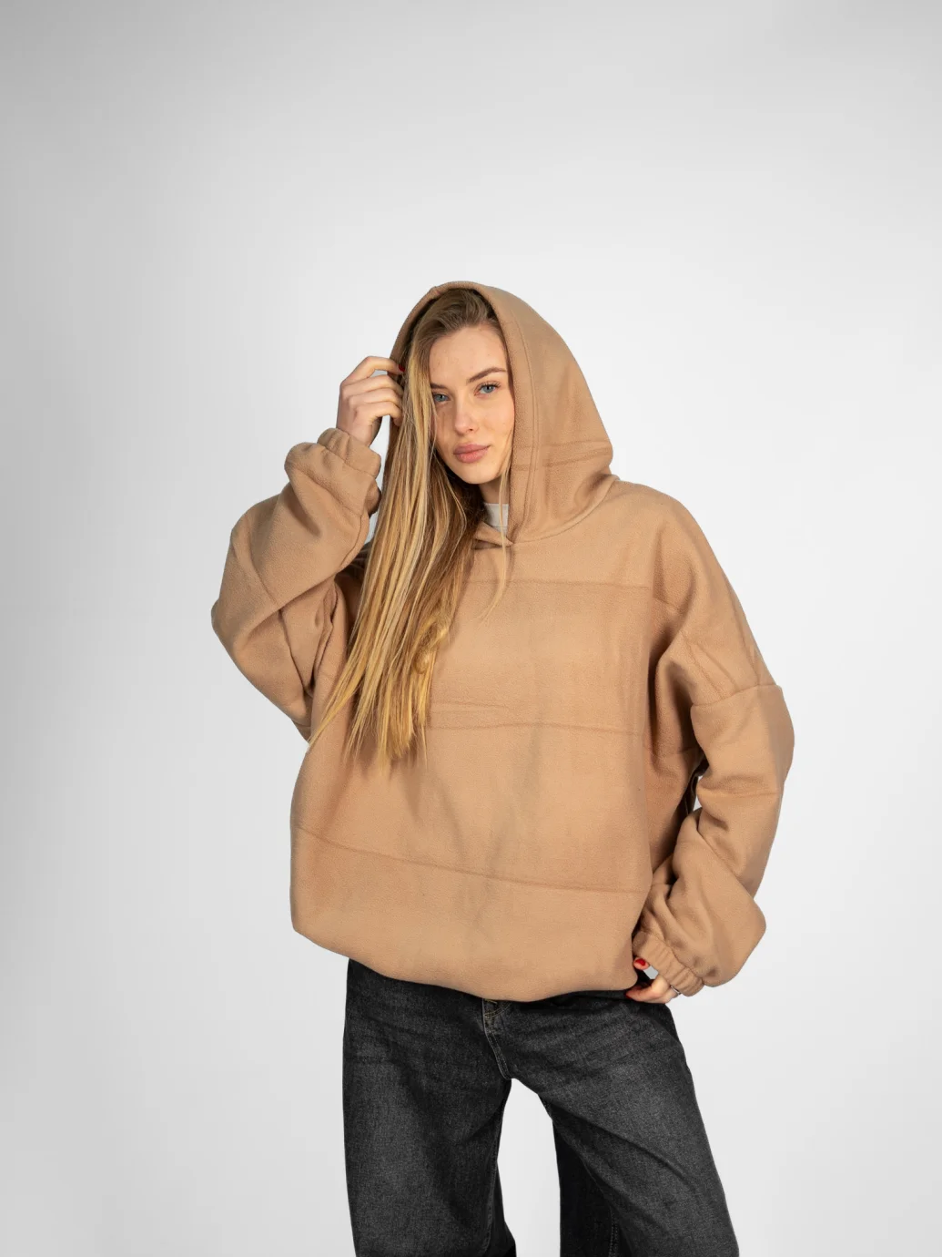 Худі оверсайз унісекс з дабл-флісу бежевий ONE SIZE 10334	