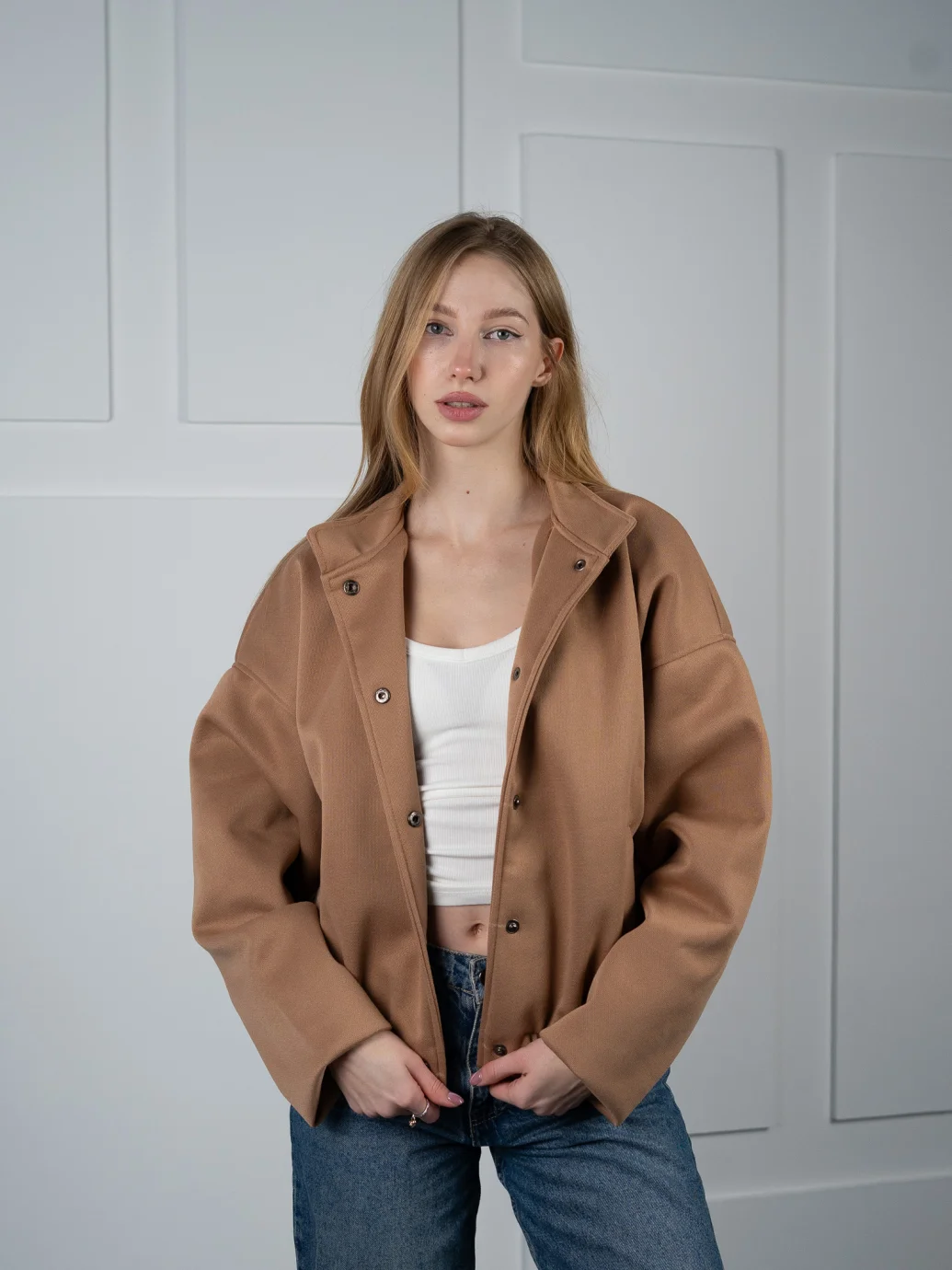 Жіноча демісезонна куртка oversize у стилі casual (кемел)
