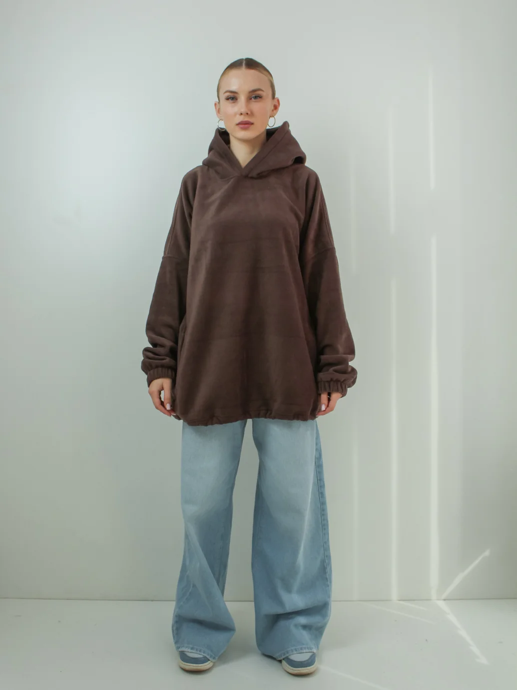 Худі унісекс оверсайз фліс шоколадний ONE SIZE 10024