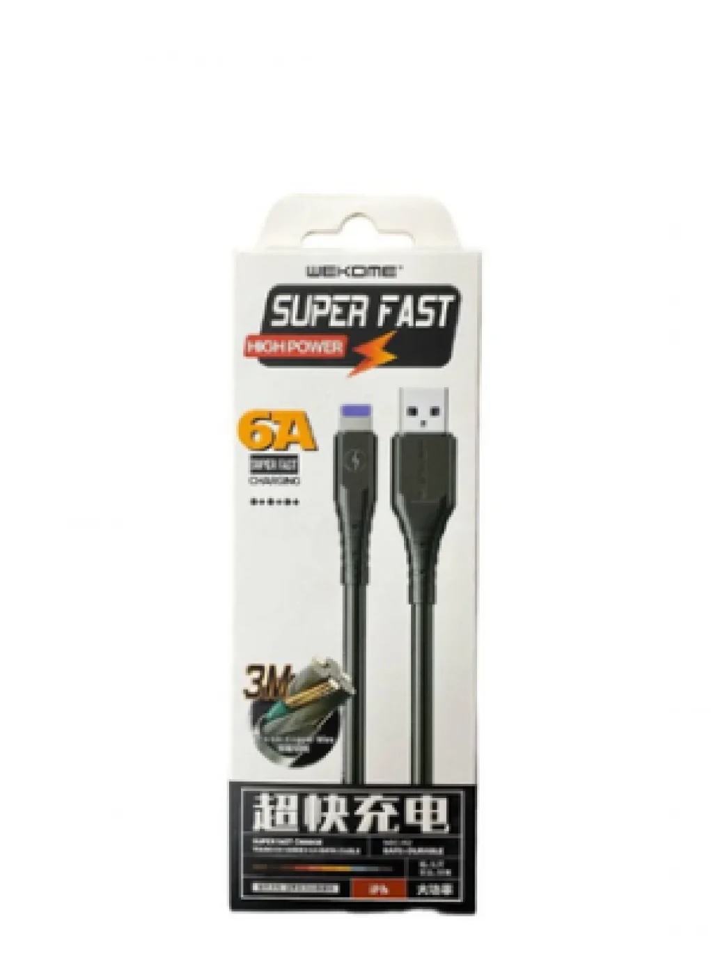 USB Кабель WEKOME WDC-152 USB - Lightning (6A/3м) (чорний)		